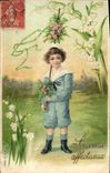 CPA Fantaisie Fleurs Enfant Muguet