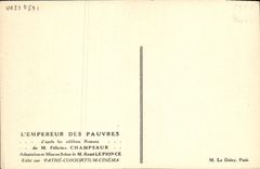CPA Cinema L'empereur des pauvres Felicien Champsaur Rene Leprince