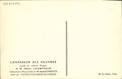 CPA Cinema L'empereur des pauvres Felicien Champsaur Rene Leprince