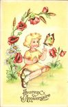 CPA Fantaisie Enfant Papillon 
