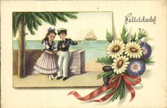 CPA Fantaisie Marin Bateau Enfants