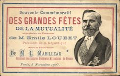 CPA Souvenir des grandes fetes de la mutualite Emilue loubet 1905