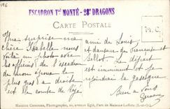 Postal photo Militaria Escadron Tal monta los 28vos cuartos dragones (n° del collar 28 32 14)