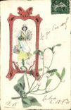 CPA DESSIN A LA MAIN Fantaisie Femme Signe Rose 1909