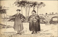 CPA Scenes Morvandelles Humour Le chemin