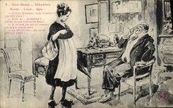 VINTAGE POSTCARD Our good Bonne townsmen has to do everything