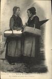VINTAGE POSTCARD Return of the market Folklore Women