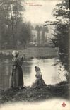 CPA Folklore Scenes Champetres Au bord de la riviere Femmes 
