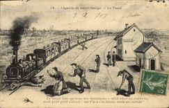 VINTAGE POSTCARD Folklore Captions St Saulge the jalopy Train Pig