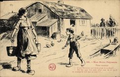 CPA Folklore Nos bons paysans Visite inopinee