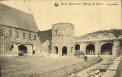 VINTAGE POSTCARD Ghent Ruins of the abbey St Bavon View