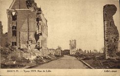 VINTAGE POSTCARD Ypres 1919 Rue de Lille
