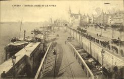 Etapa de aterrizaje de Amberes de la POSTAL de la VENDIMIA y barco de Steen