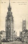 VINTAGE POSTCARD the Belfry Haille with Cloths and the Tower of St Bavon Ghent
