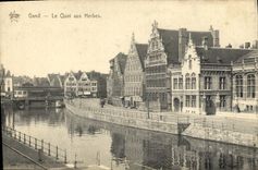 VINTAGE POSTCARD Ghent the Quay with Grasses
