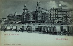 VINTAGE POSTCARD Blankenberghe Casino and sea bathings