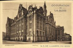 VINTAGE POSTCARD Dusseldorf HQ of the army of the Rhine Occupation of the Ruhr Militaria