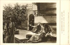 VINTAGE POSTCARD Resurrection of Lazare Marie sends a servant towards Jesus