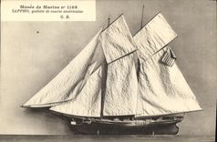 CPA Musee de marine Sappho Goelette de course americaine Voilier 