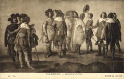 VINTAGE POSTCARD Velasquez Meeting of artists Museum of Louvre Paris