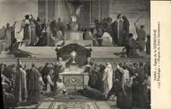 VINTAGE POSTCARD Paris Eglise of the Sorbonne Theology Disputes of Blessed Sacrament