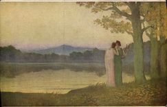 VINTAGE POSTCARD Osbert Contemplation of the evening
