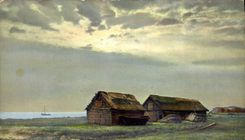 VINTAGE POSTCARD Houses at the seaside