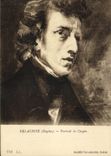 Retrato de Delacroix de la fantasía de la POSTAL de la VENDIMIA del museo de Chopin de la lumbrera París