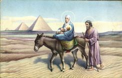 CPA Fantaisie Vierge Christ Pyramides 