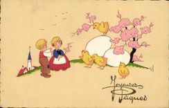 CPA Fantaisie Enfants Paques