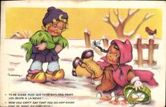 VINTAGE POSTCARD Fantaisie Children Snows