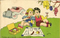 CPA Fantaisie Enfants Automobile 