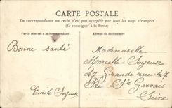 Escenas de Militaria de la POSTAL de la VENDIMIA del tocador de los cuarteles de Pitou