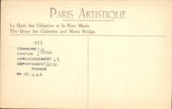 VINTAGE POSTCARD the Quay of Celestins and the Bridge Paris Mayor