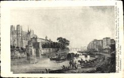 CPA Ancien Paris Vue de Notre Dame de l'archeveche Pont Notre Dame et du quai des Bernardins 