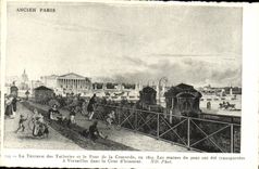 VINTAGE POSTCARD Old Paris Terrace of Tileries and the bridge of the Harmony 1823