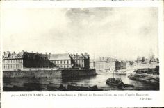 CPA Ancien Paris L'lle Saint Louis et l'Hotel de Bretonvilliers en 1757 d'apres Raguenet