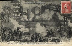 VINTAGE POSTCARD Paris May 1871 Attacks barricade of the Pantheon by the army of Versailles