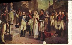 VINTAGE POSTCARD Napoleon 1st receives the Louise Queen of Prussia has Tilsit