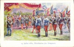 CPA 14 juillet 1880 Distribution des drapeaux 