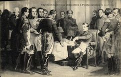 VINTAGE POSTCARD Napoleon signs his abdication has Fontainebleau April 4th, 1814