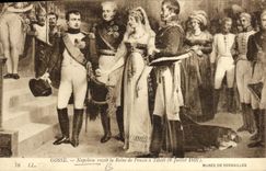 VINTAGE POSTCARD Napoleon receives the Queen of Prussia has Tilsitt Versailles July 6th, 1807