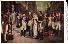VINTAGE POSTCARD Napoleon 1st receives the Louise queen of Prussia has Tilsitt