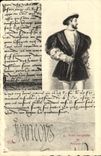 VINTAGE POSTCARD Letter of François 1st