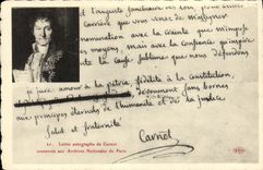 VINTAGE POSTCARD Letter of Carnot