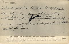 VINTAGE POSTCARD Palate of Fontainebleau FAC simile of the abdication of Napoleon 1st