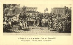 VINTAGE POSTCARD Revolution the return of the king and his family learned October 6th, 1789