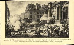 VINTAGE POSTCARD Revolution Day of XIII Vendemiaire rioters in front of Roch Saint