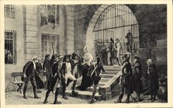 VINTAGE POSTCARD Marie Antoinette leaving the Paris Caretaker's lodge