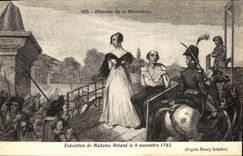 VINTAGE POSTCARD Execution of Mrs Roland on November 9th, 1793 Revolution